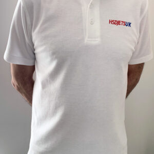 HSDJetsUK White Polo Shirt with Logo Front & Back